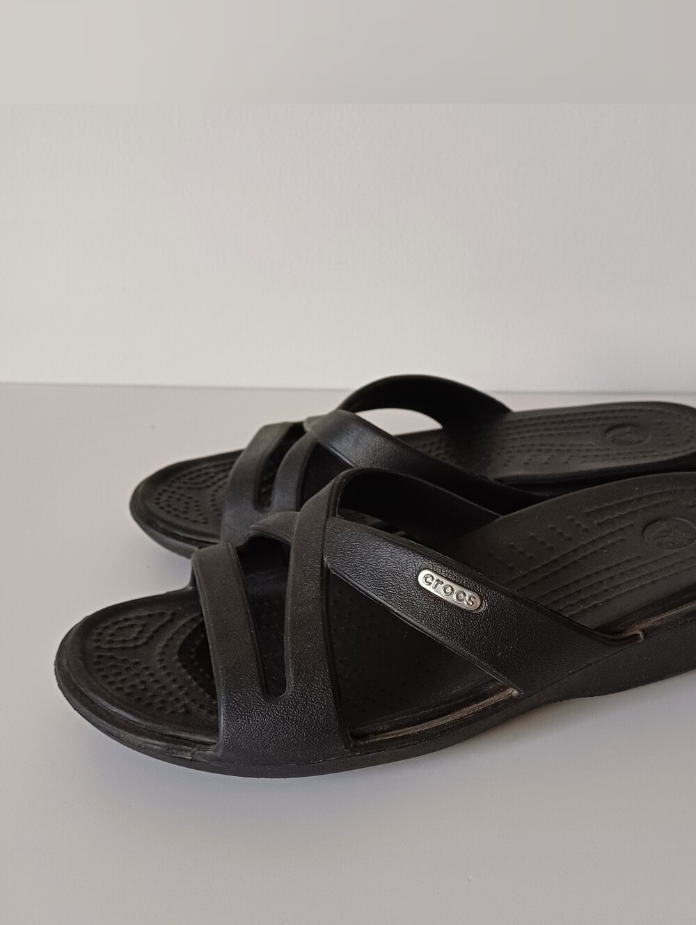 Crocs Black Summer Patricia II Wedge Strappy Sandals Size 7W